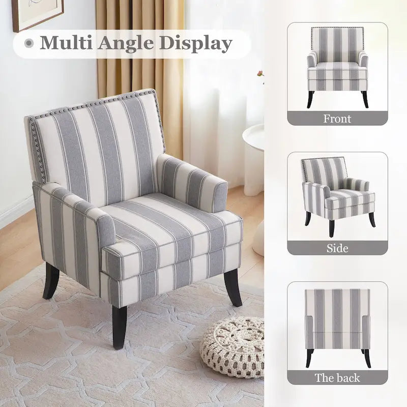 Fauteuils d'appoint avec garniture cloutée, ensemble de 2