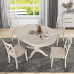 42  -54    Farmhouse Round Extendable Dining Table Set for 4