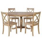 Ensemble table et chaises de salle à manger rondes extensibles style ferme, 42-54 pouces, pour 4 personnes