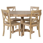 Ensemble table et chaises de salle à manger rondes extensibles style ferme, 42-54 pouces, pour 4 personnes