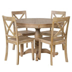 Ensemble table et chaises de salle à manger rondes extensibles style ferme, 42-54 pouces, pour 4 personnes