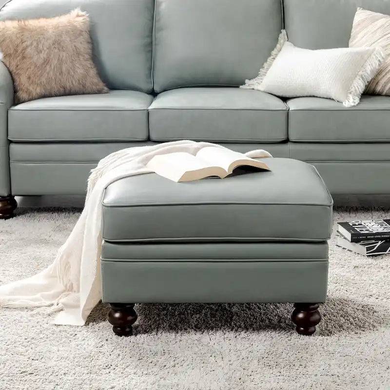 Pouf Irene contemporain en cuir véritable résistant à l'eau par HULALA HOME