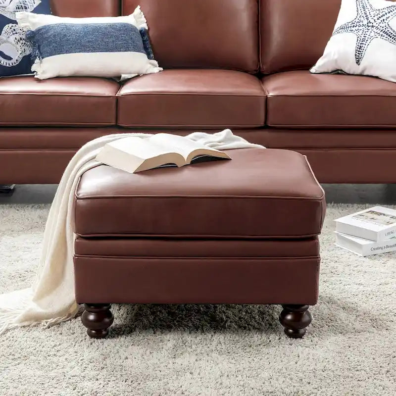 Pouf Irene contemporain en cuir véritable résistant à l'eau par HULALA HOME