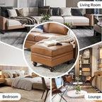 Pouf Irene contemporain en cuir véritable résistant à l'eau par HULALA HOME