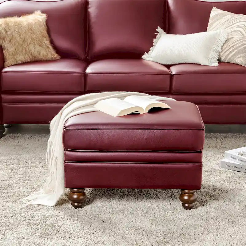 Pouf Irene contemporain en cuir véritable résistant à l'eau par HULALA HOME