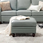 Pouf Irene contemporain en cuir véritable résistant à l'eau par HULALA HOME