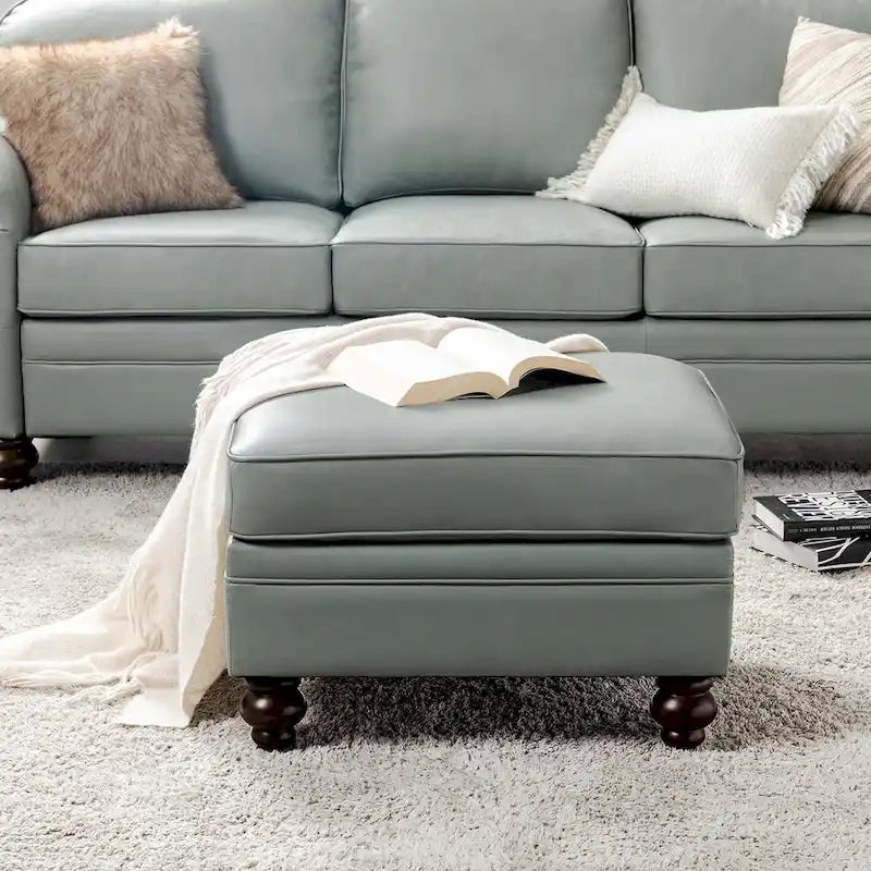 Pouf Irene contemporain en cuir véritable résistant à l'eau par HULALA HOME