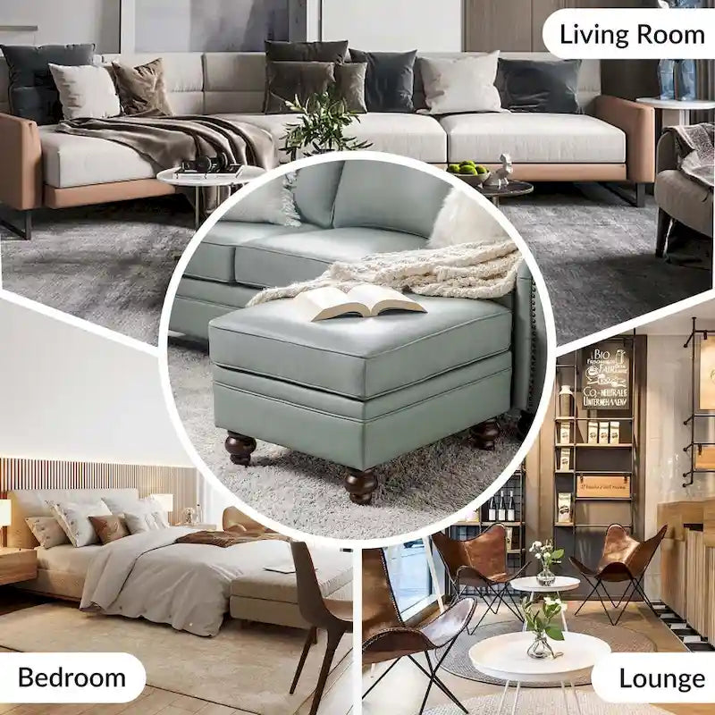 Pouf Irene contemporain en cuir véritable résistant à l'eau par HULALA HOME