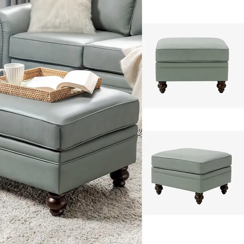 Pouf Irene contemporain en cuir véritable résistant à l'eau par HULALA HOME