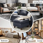 Pouf Irene contemporain en cuir véritable résistant à l'eau par HULALA HOME