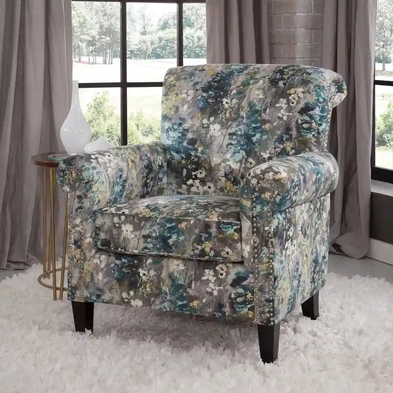 Roseanne Upholstered Accent Armchair with Silver Nailhead Trim