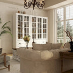 Buffet-bibliothèque combiné 78,7 cm avec étagère en verre et vitrine