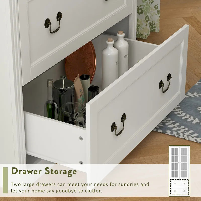 Buffet-bibliothèque combiné 78,7 cm avec étagère en verre et vitrine