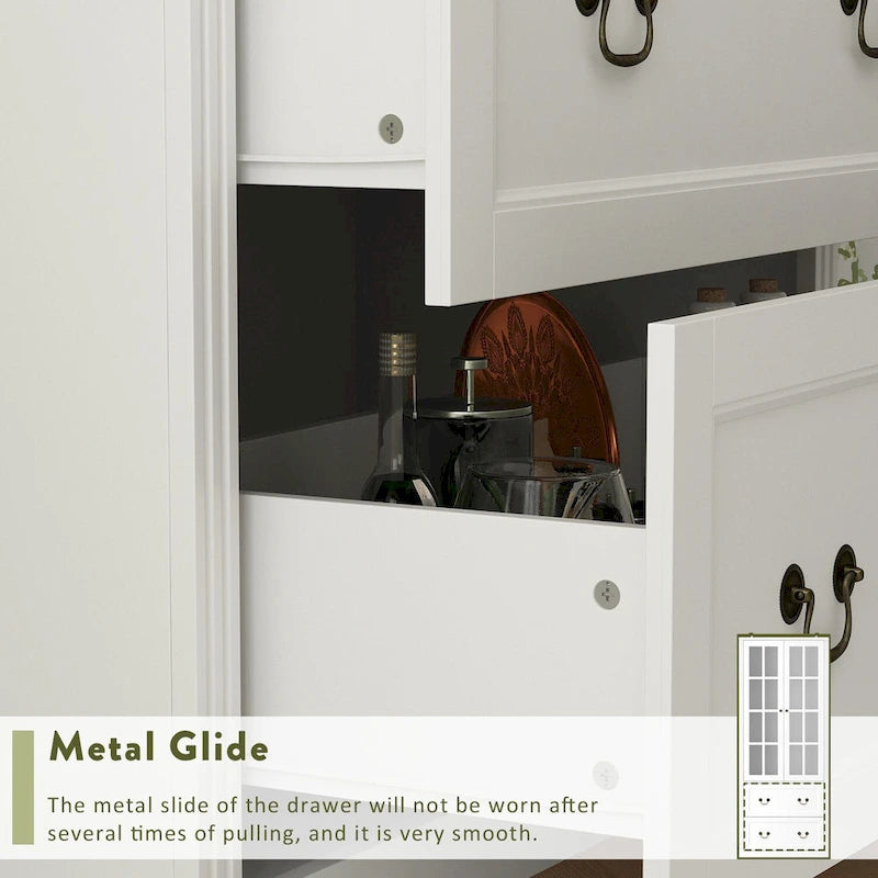 Buffet-bibliothèque combiné 78,7 cm avec étagère en verre et vitrine