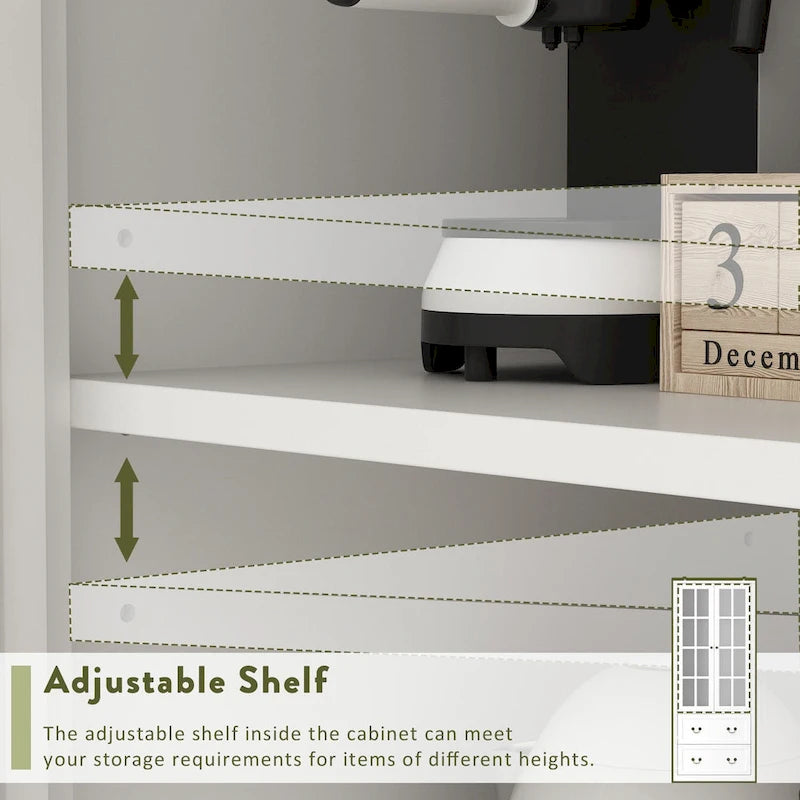 Buffet-bibliothèque combiné 78,7 cm avec étagère en verre et vitrine