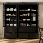 Buffet-bibliothèque combiné 78,7 cm avec étagère en verre et vitrine