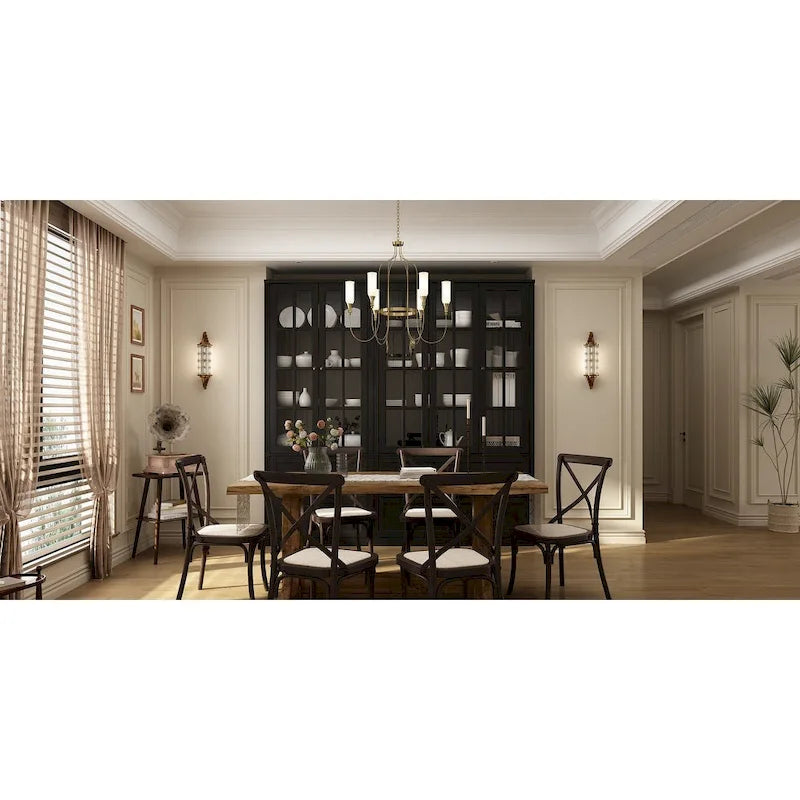 Buffet-bibliothèque combiné 78,7 cm avec étagère en verre et vitrine