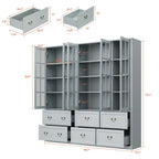 Buffet-bibliothèque combiné 78,7 cm avec étagère en verre et vitrine