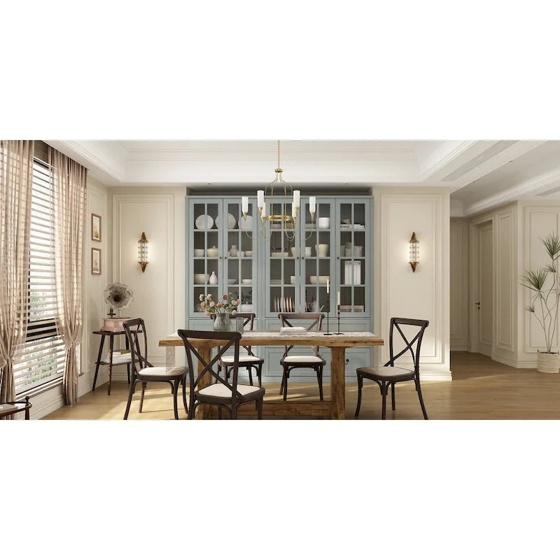 Buffet-bibliothèque combiné 78,7 cm avec étagère en verre et vitrine