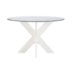 Table de salle à manger ronde en verre à piètement en X Allard (table seule)