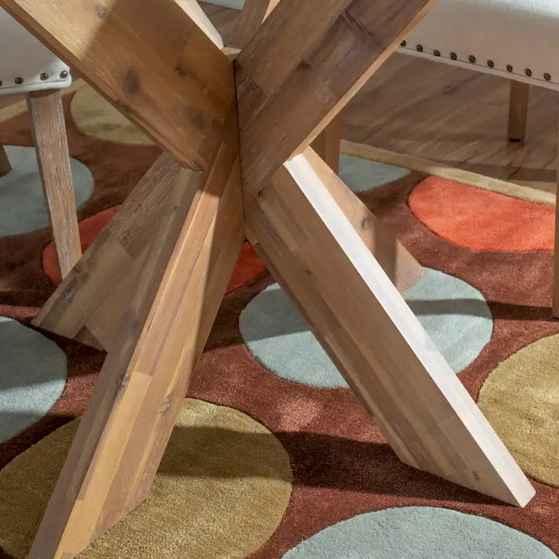 Table de salle à manger ronde en verre à piètement en X Allard (table seule)