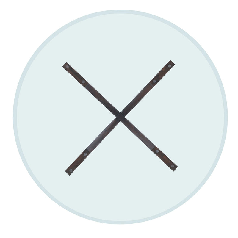 Table de salle à manger ronde en verre à piètement en X Allard (table seule)