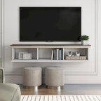 DH BASIC Transitional White 63-Inch 3-Shelf Floating TV Stand by Denhour