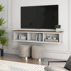 Meuble TV flottant DH BASIC blanc transitionnel 63 pouces à 3 étagères par Denhour