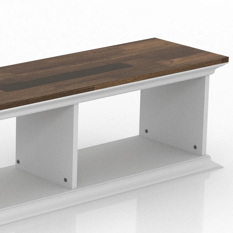 Meuble TV flottant DH BASIC blanc transitionnel 63 pouces à 3 étagères par Denhour