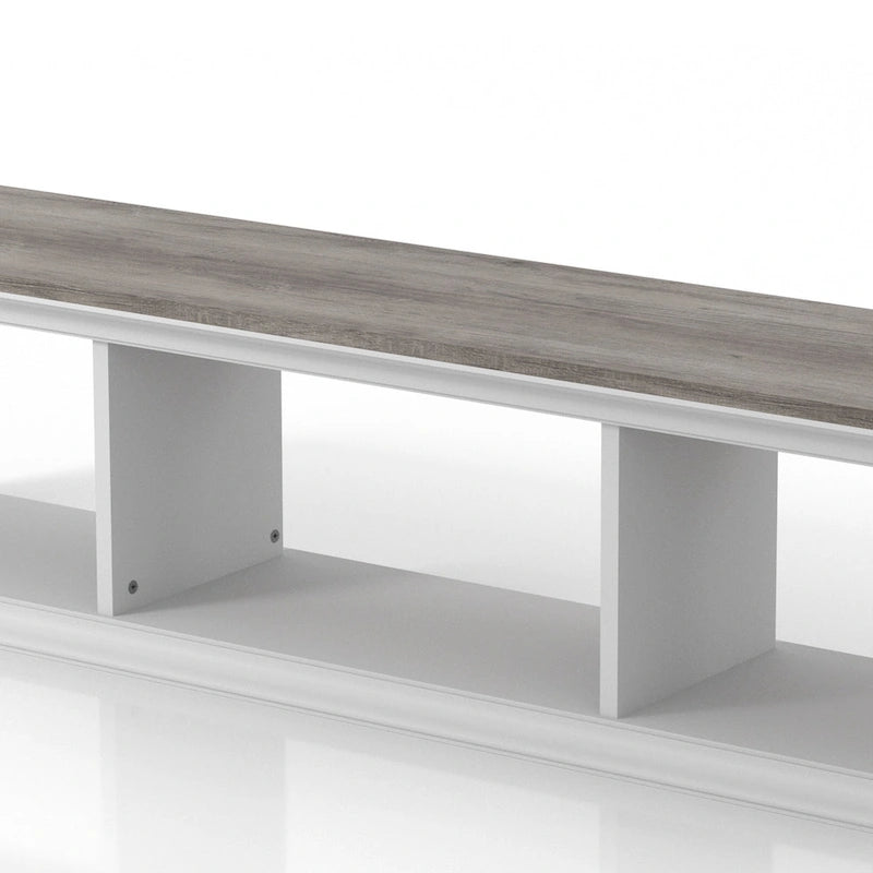 Meuble TV flottant DH BASIC blanc transitionnel 63 pouces à 3 étagères par Denhour