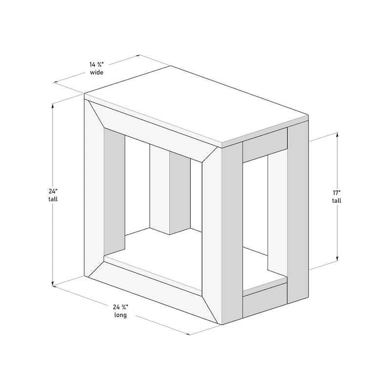 Table d'appoint rectangulaire moderne Plank and Beam avec étagère