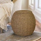 Table d'appoint avec panier de rangement en osier tressé à la main Household Essentials - 43,2 cm (L) x 43,2 cm (l) x 48,3 cm (H)