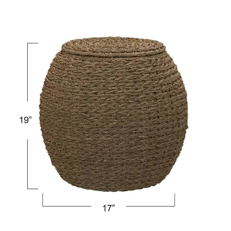 Table d'appoint avec panier de rangement en osier tressé à la main Household Essentials - 43,2 cm (L) x 43,2 cm (l) x 48,3 cm (H)