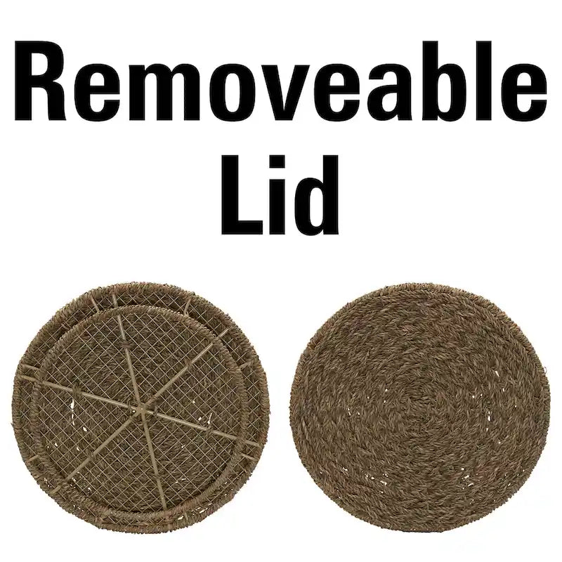 Table d'appoint avec panier de rangement en osier tressé à la main Household Essentials - 43,2 cm (L) x 43,2 cm (l) x 48,3 cm (H)