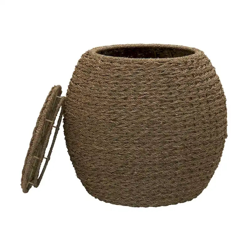 Table d'appoint avec panier de rangement en osier tressé à la main Household Essentials - 43,2 cm (L) x 43,2 cm (l) x 48,3 cm (H)