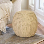 Table d'appoint avec panier de rangement en osier tressé à la main Household Essentials - 43,2 cm (L) x 43,2 cm (l) x 48,3 cm (H)