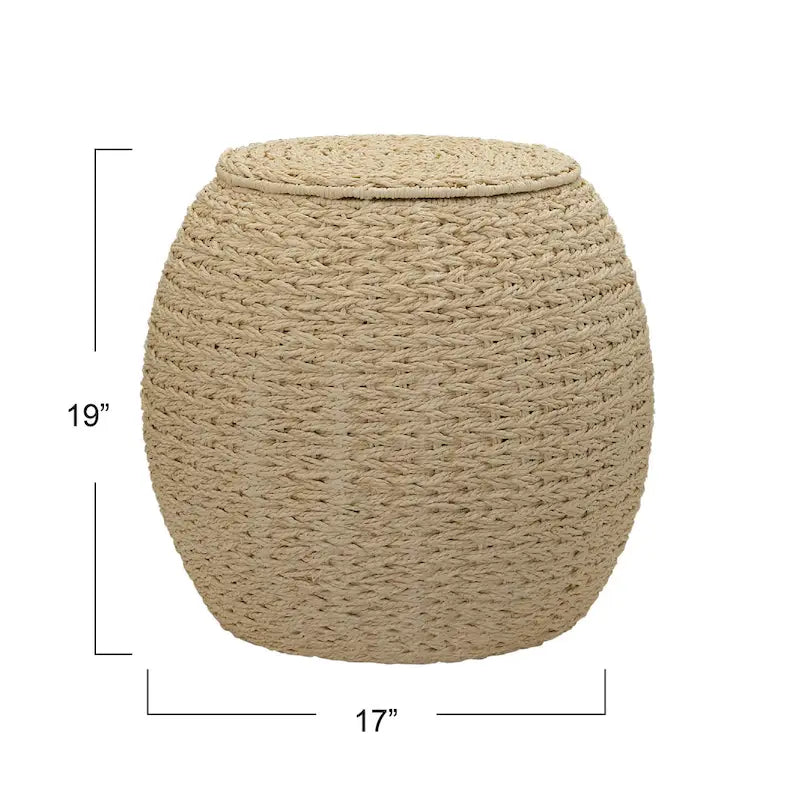 Table d'appoint avec panier de rangement en osier tressé à la main Household Essentials - 43,2 cm (L) x 43,2 cm (l) x 48,3 cm (H)