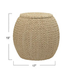 Table d'appoint avec panier de rangement en osier tressé à la main Household Essentials - 43,2 cm (L) x 43,2 cm (l) x 48,3 cm (H)