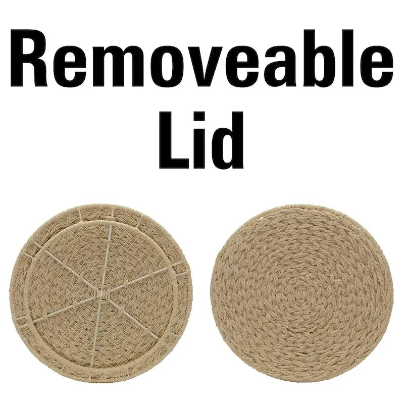 Table d'appoint avec panier de rangement en osier tressé à la main Household Essentials - 43,2 cm (L) x 43,2 cm (l) x 48,3 cm (H)