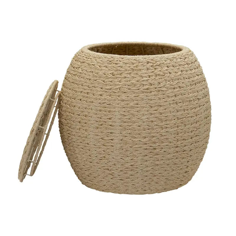 Table d'appoint avec panier de rangement en osier tressé à la main Household Essentials - 43,2 cm (L) x 43,2 cm (l) x 48,3 cm (H)