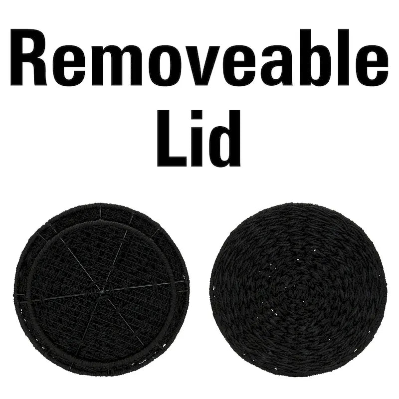 Table d'appoint avec panier de rangement en osier tressé à la main Household Essentials - 43,2 cm (L) x 43,2 cm (l) x 48,3 cm (H)