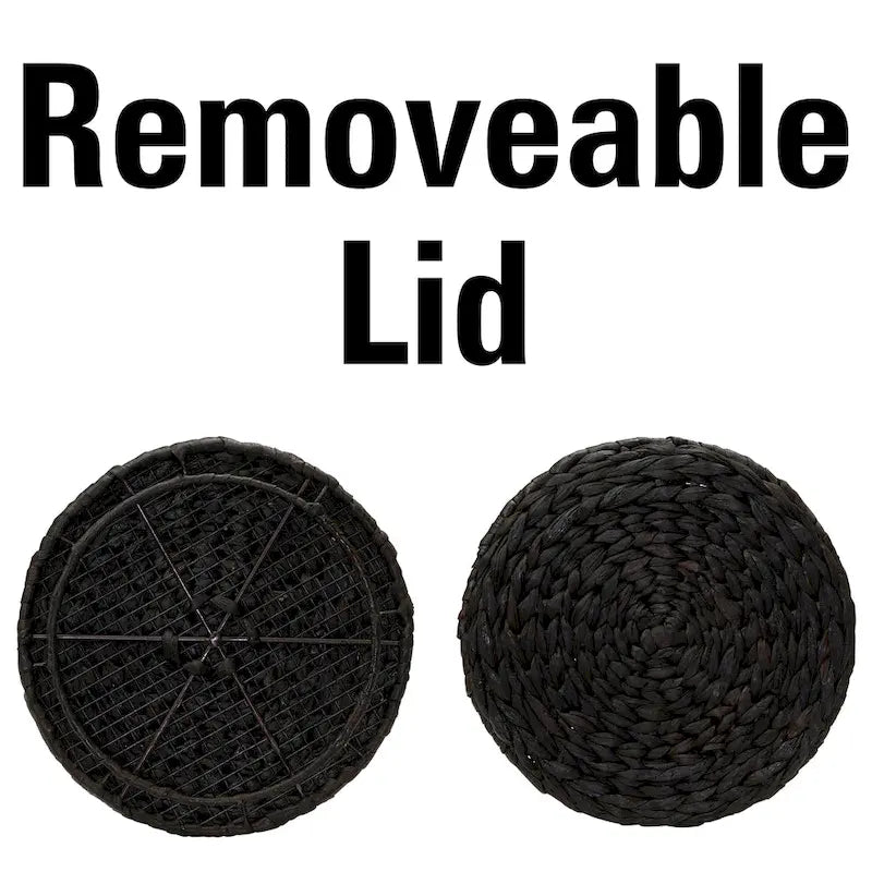 Table d'appoint avec panier de rangement en osier tressé à la main Household Essentials - 43,2 cm (L) x 43,2 cm (l) x 48,3 cm (H)