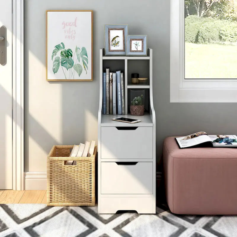 Table de chevet contemporaine DH BASIC à 2 tiroirs avec étagère par Denhour