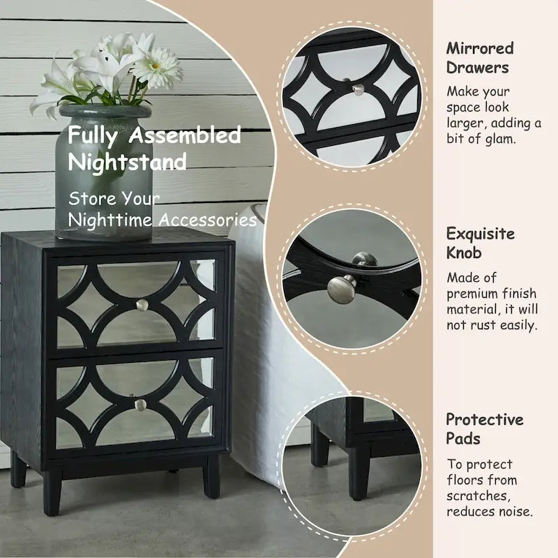 Table de chevet contemporaine COZAYH avec façade miroir