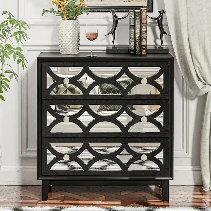 Table de chevet contemporaine COZAYH avec façade miroir