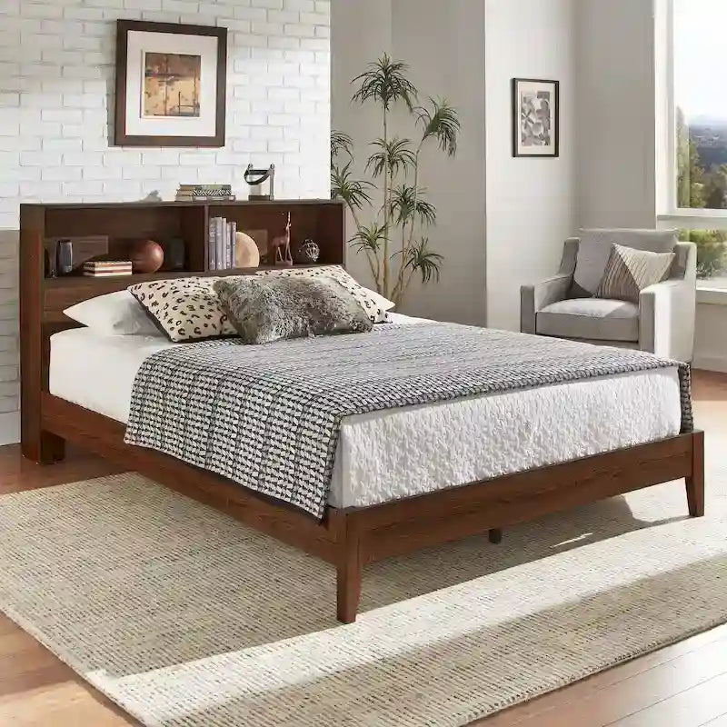 Lit plateforme Malins avec bibliothèque et ports USB par iNSPIRE Q Classic