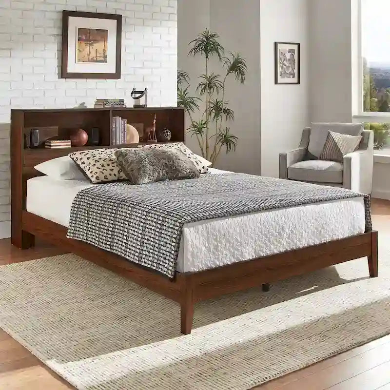 Lit plateforme Malins avec bibliothèque et ports USB par iNSPIRE Q Classic