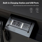 Table de chevet Jennifer à 2 tiroirs avec prises intégrées et plateau coulissant par HULALA HOME