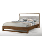 Lit Modrest Falcor moderne en tissu gris et noyer