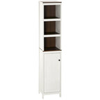 kleankin Tall Bathroom Storage Cabinet, Freestanding Tower Cabinet with 3 Open Shelves and Adjustable Shelf, Antique White